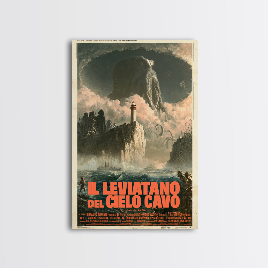 The Leviathan Of The Hollow Sky, Italian Language Horror Movie Poster, 1970s Horror Art, Gothic Cinema Wall Art, Framed Canvas Print