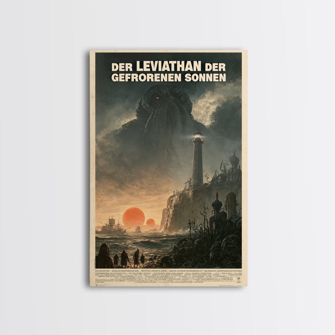 The Leviathan Of Frozen Suns, German Language Horror Movie Poster, 1960s Horror Art, Cult Horror Poster, Framed Canvas Print