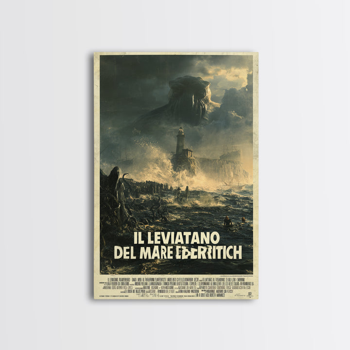 The Leviathan Of The Eldritch Sea, Italian Language Horror Movie Poster, 1970s Horror Art, Gothic Cinema Wall Art, Framed Canvas Print