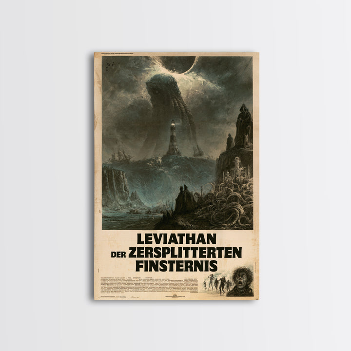 The Leviathan Of The Shattered Eclipse, German Language Horror Movie Poster, 1960s Horror Art, Eldritch Cinema Wall Art, Framed Canvas Print