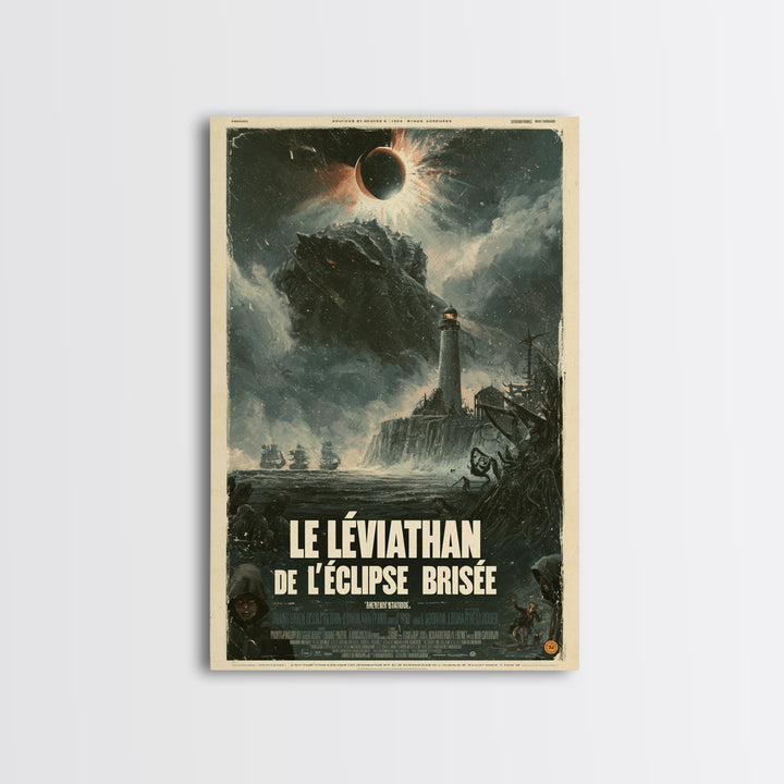 The Leviathan Of The Shattered Eclipse, French Language Horror Movie Poster, 1960s Horror Art, Eldritch Cinema Wall Art, Framed Canvas Print