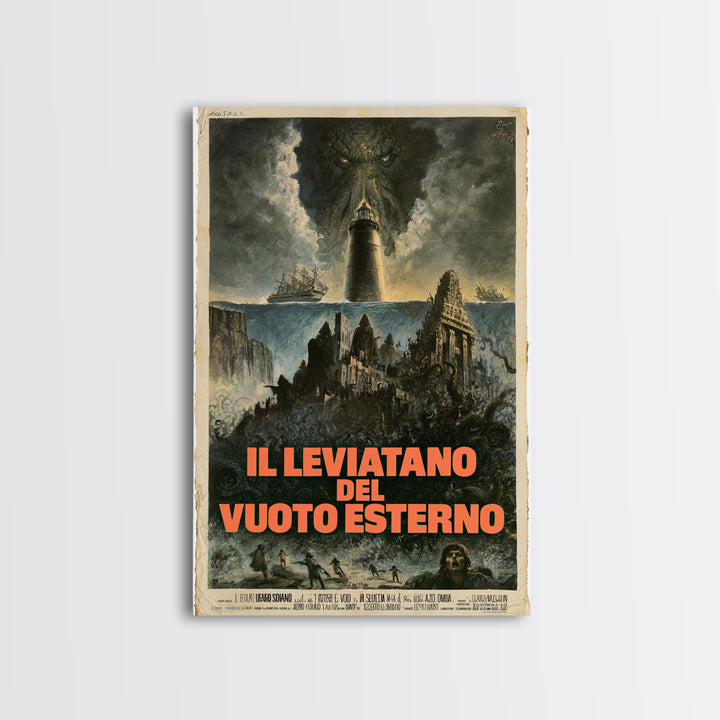 The Leviathan Of The Outer Void, Italian Language Horror Movie Poster, 1970s Horror Art, Gothic Cinema Wall Art, Framed Canvas Print