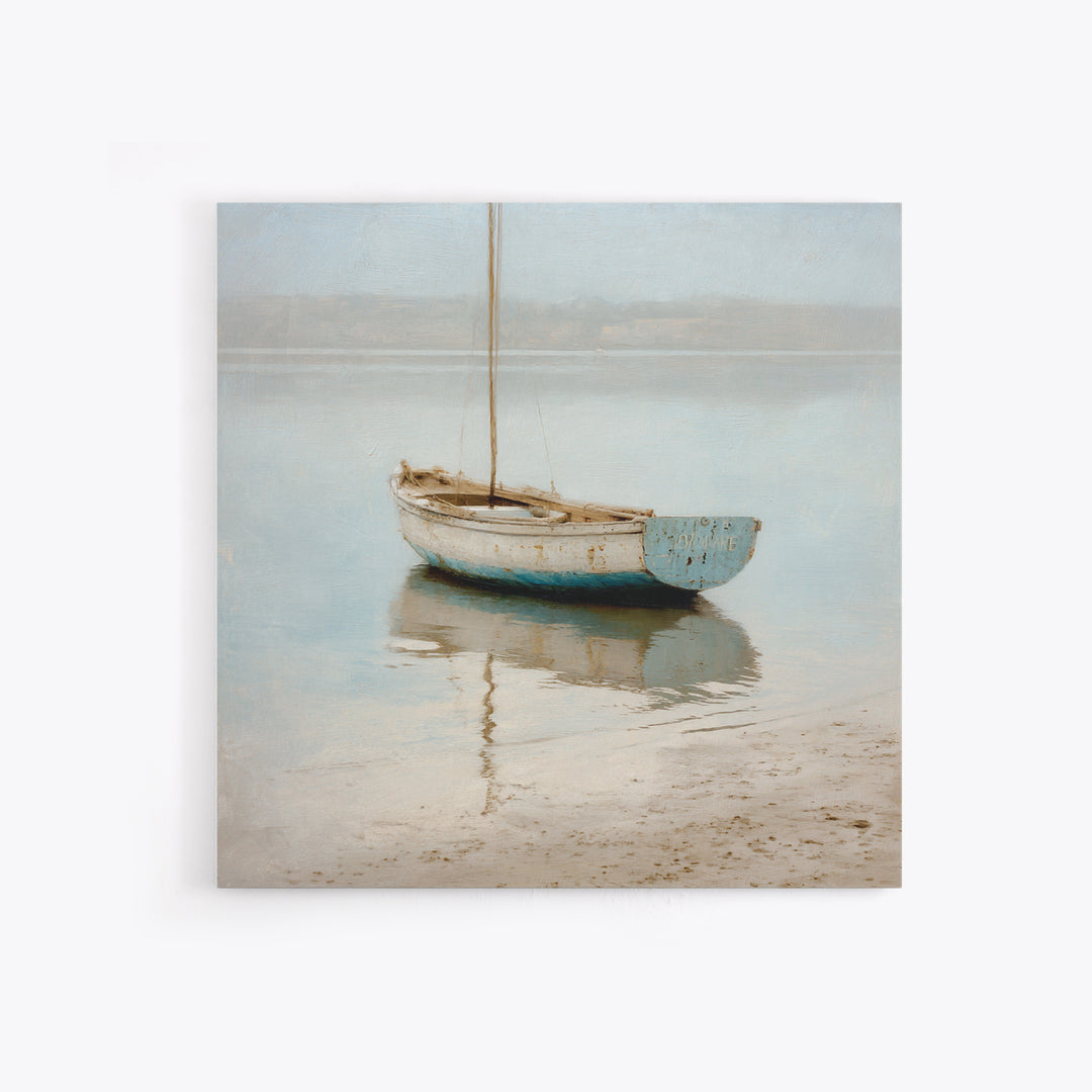 Weathered Sailboat on Calm Morning Water Canvas Print, Coastal Art, Coastal Prints, Coastal Decor, Fine Art, Coastal, COA-1x1-50