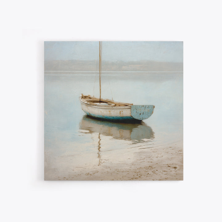 Weathered Sailboat on Calm Morning Water Canvas Print, Coastal Art, Coastal Prints, Coastal Decor, Fine Art, Coastal, COA-1x1-50