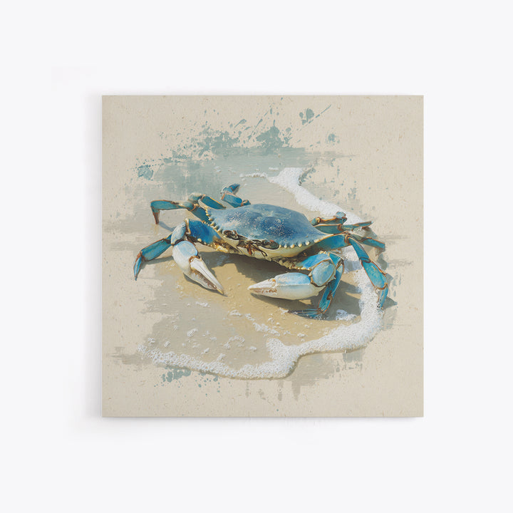 Blue Crab Illustration Framed Canvas Print, Coastal Art, Beach Art, Coastal Decor, Fine Art, Coastal, Room Decor, COA-1x1-62