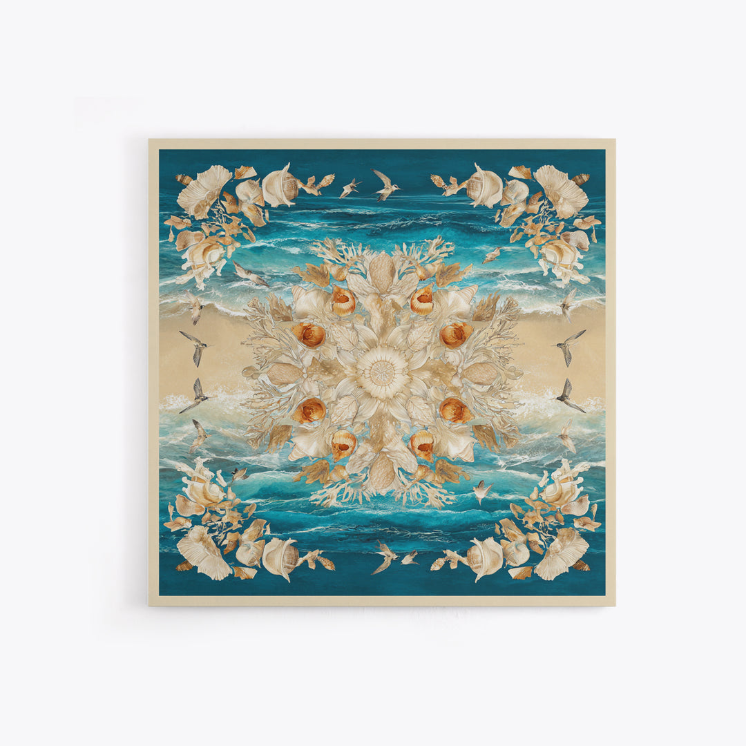 Shell and Coral Specimen Arrangement Framed Canvas Print, Coastal Art, Statement Artwork, Coastal Decor, Fine Art, Coastal, COA-1x1-83