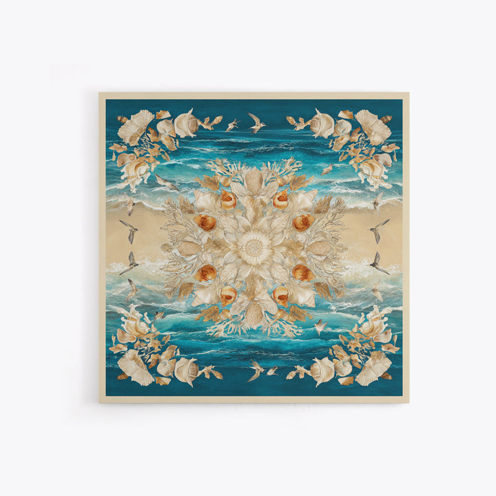 Shell and Coral Specimen Arrangement Framed Canvas Print, Coastal Art, Statement Artwork, Coastal Decor, Fine Art, Coastal, COA-1x1-83