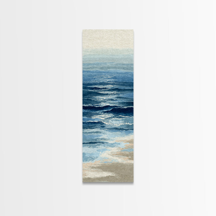 Minimal Wave Line Drawing Framed Canvas Print, Coastal Art, Luxury Decor, Coastal Decor, Fine Art, Coastal, Original Art, COA-1x3-20
