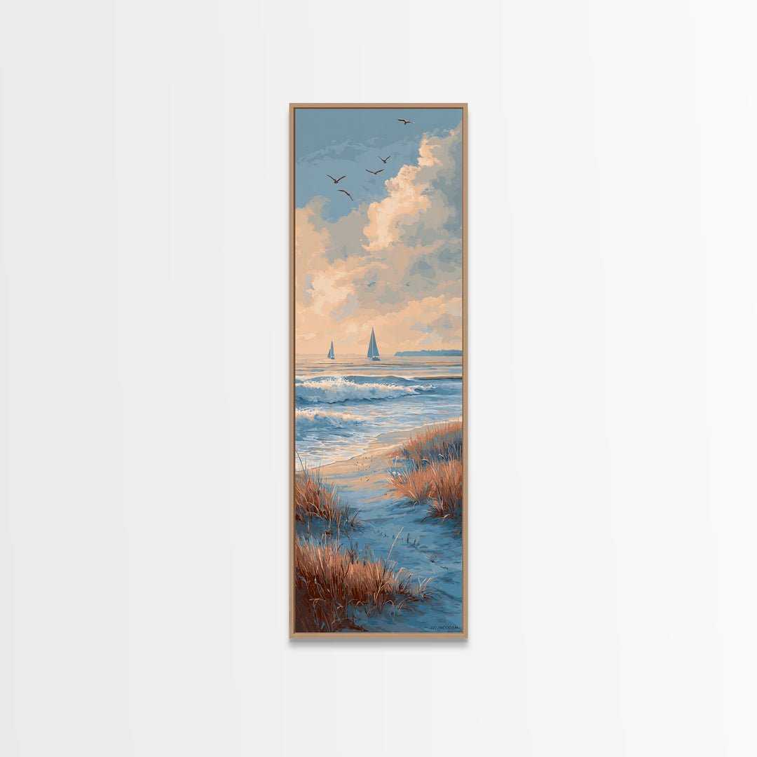 Sunset over Marshland with Warm Gold Canvas Print, Coastal Art, Ocean Art, Coastal Decor, Fine Art, Coastal, Art Print, COA-1x3-49