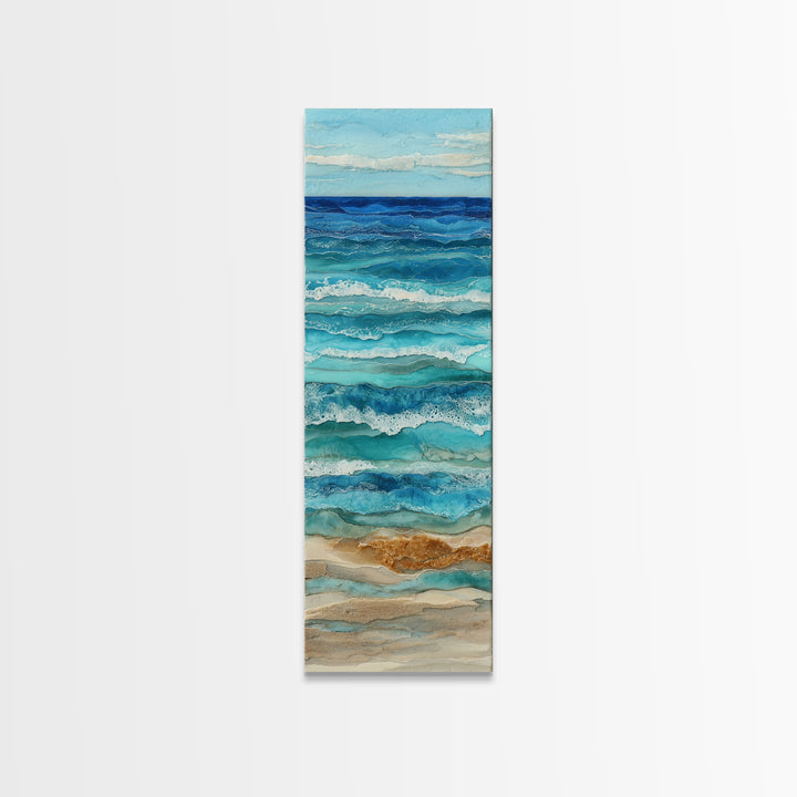 Aerial Sandbar with Turquoise Water Canvas Print, Coastal Art, Landscape Painting, Coastal Decor, Coastal, Modern Decor, COA-1x3-89