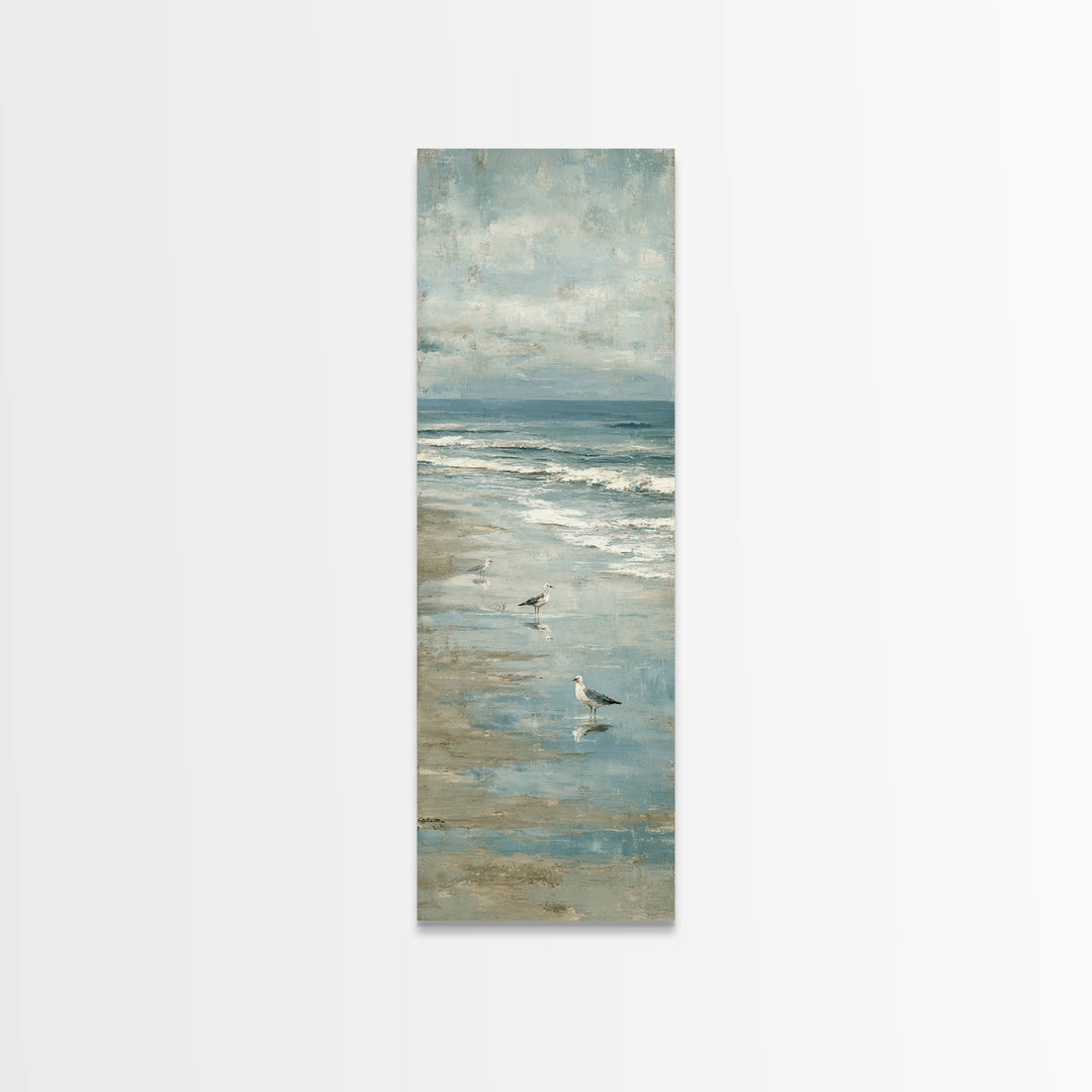 Seagulls Crossing a Muted Sky Canvas Print, Coastal Art, Fine Art Print, Coastal Decor, Fine Art, Coastal, Wall Decor, COA-1x3-94