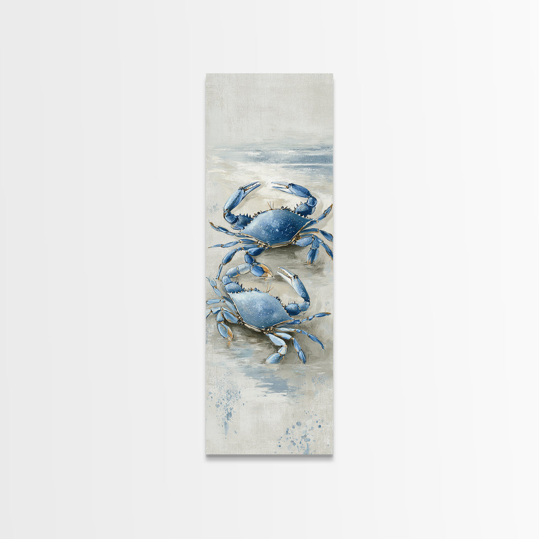 Blue Crab Illustration Canvas Print, Coastal Art, Statement Artwork, Coastal Decor, Fine Art, Coastal, Prints, COA-1x3-98
