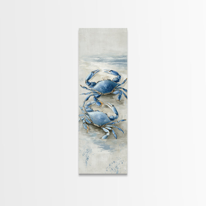 Blue Crab Illustration Canvas Print, Coastal Art, Statement Artwork, Coastal Decor, Fine Art, Coastal, Prints, COA-1x3-98