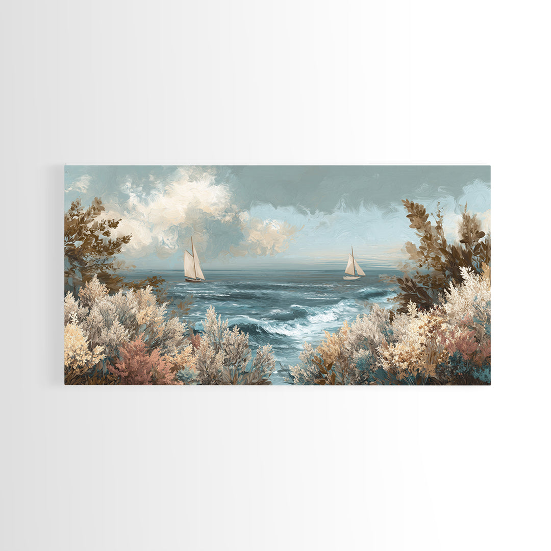 Coastal Botanical Bouquet Canvas Print, Coastal Art, Contemporary Art, Coastal Decor, Fine Art, Coastal, Modern Wall Art, COA-2x1-17