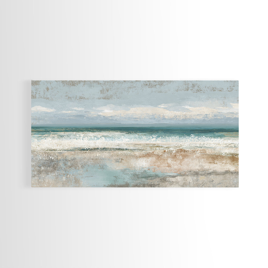 Abstract Seafoam Patterns Framed Canvas Print, Coastal Art, Home Decor, Coastal Decor, Abstract Art, Coastal, Wood Art, COA-2x1-86
