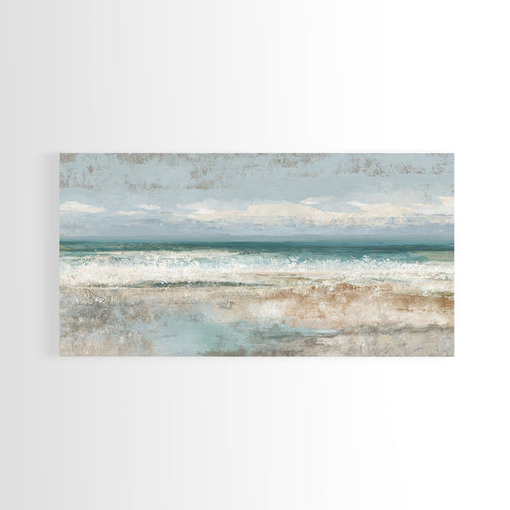 Abstract Seafoam Patterns Framed Canvas Print, Coastal Art, Home Decor, Coastal Decor, Abstract Art, Coastal, Wood Art, COA-2x1-86