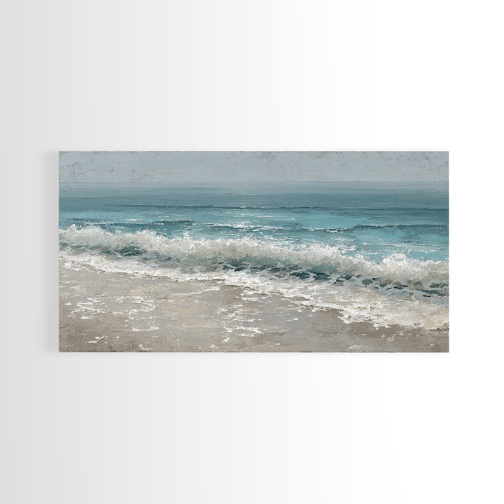 Moonlit Ocean with Silver Surf Framed Canvas Print, Coastal Art, Wall Decor, Coastal Decor, Fine Art, Coastal, Nautical Decor, COA-2x1-90