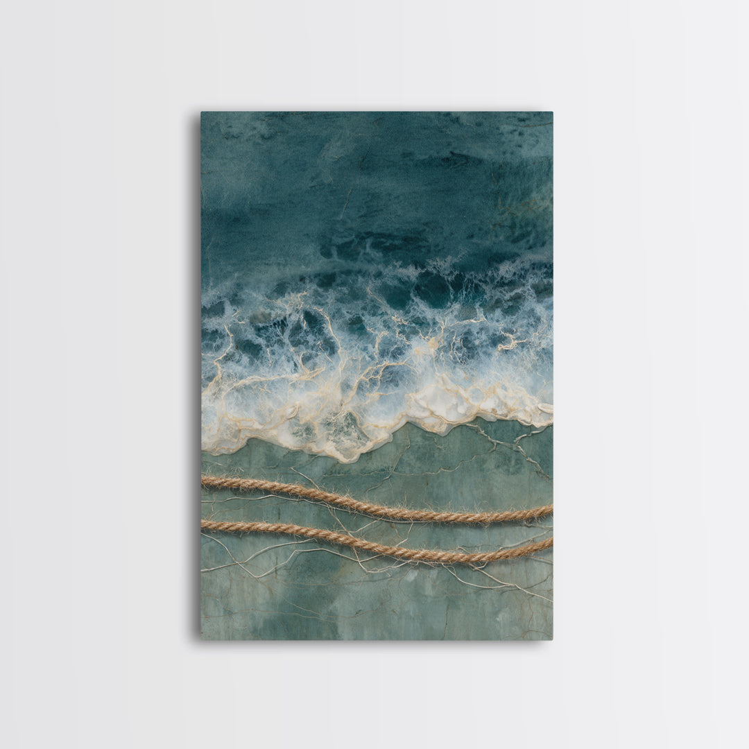 Storm Cloud over Deep Green Water Framed Canvas Print, Coastal Art, Statement Artwork, Coastal Decor, Fine Art, Coastal, COA-2x3-4