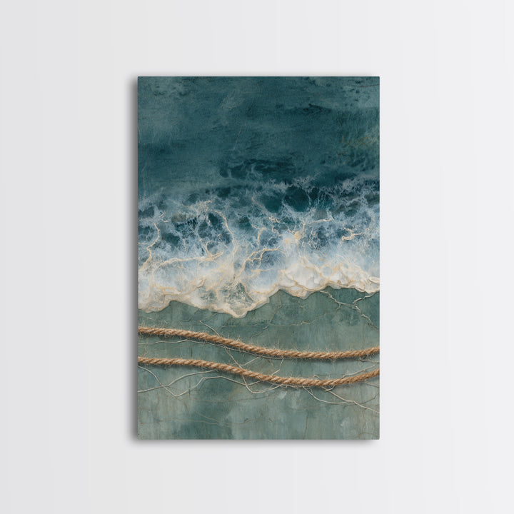 Storm Cloud over Deep Green Water Framed Canvas Print, Coastal Art, Statement Artwork, Coastal Decor, Fine Art, Coastal, COA-2x3-4