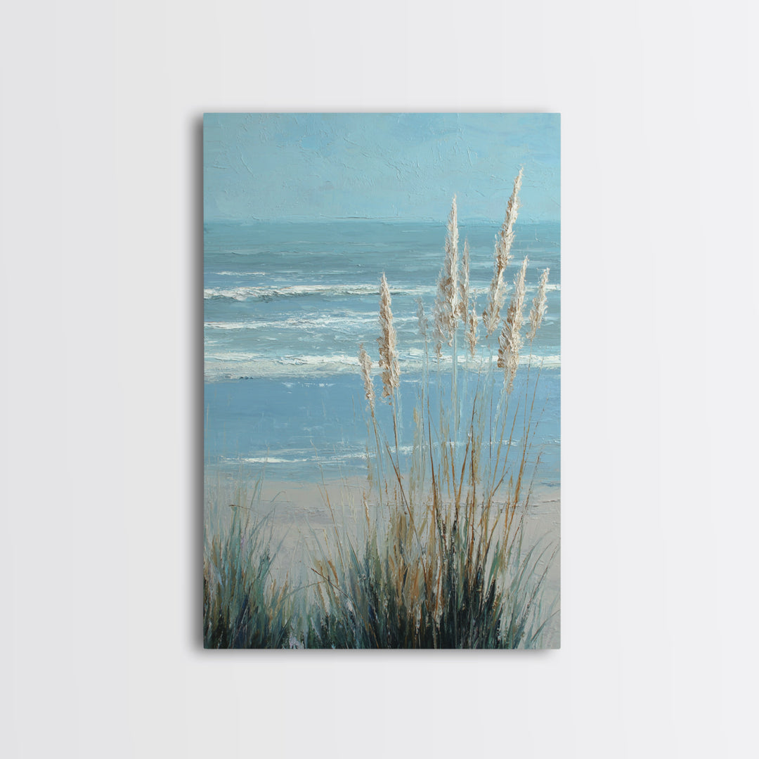 Coastal Grasses Moving Framed Canvas Print, Coastal Art, Wall Art, Coastal Decor, Fine Art, Coastal, Bird Art, Wood Art, COA-2x3-60