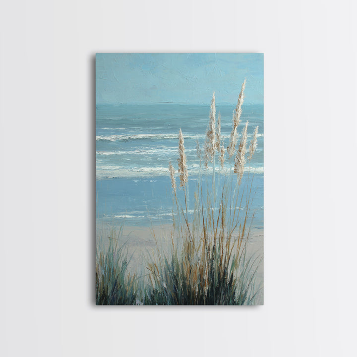 Coastal Grasses Moving Framed Canvas Print, Coastal Art, Wall Art, Coastal Decor, Fine Art, Coastal, Bird Art, Wood Art, COA-2x3-60