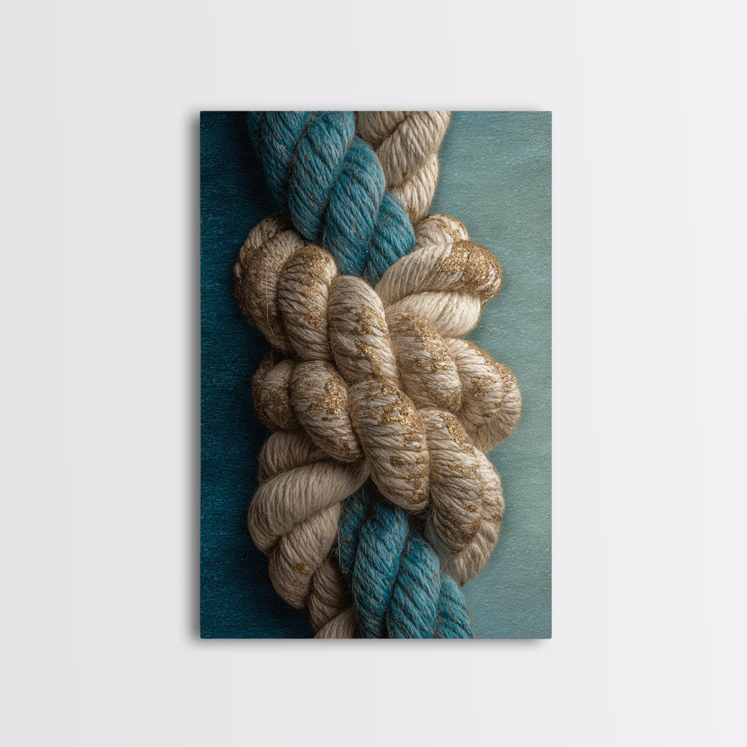 Weathered Nautical Rope and Brass Compass Canvas Print, Coastal Art, Original Art, Coastal Decor, Coastal, Blue Wall Art, COA-2x3-71