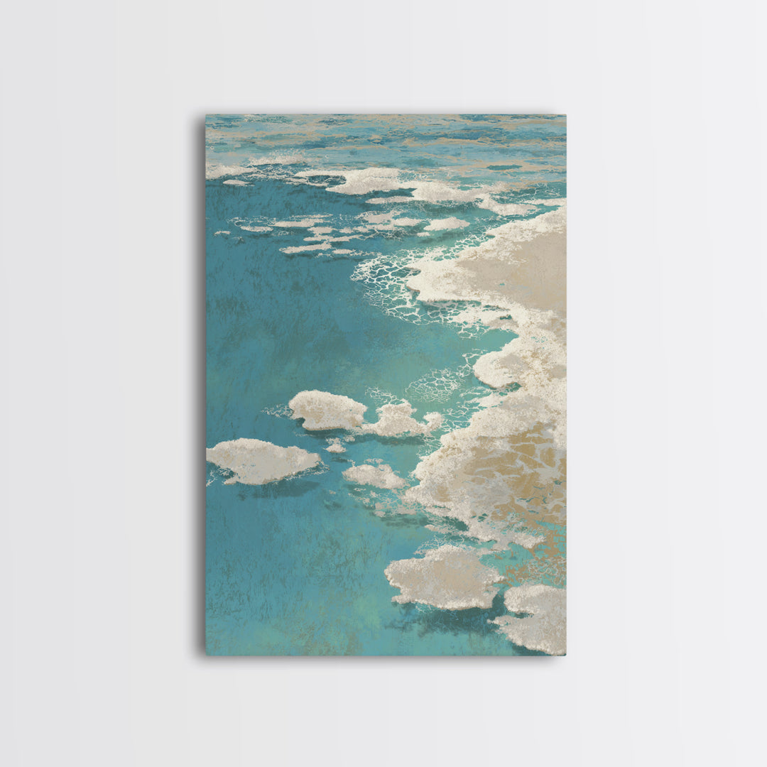 Abstract Seafoam Patterns Framed Canvas Print, Coastal Art, Prints, Coastal Decor, Abstract Art, Coastal, Coastal Wall Art, COA-2x3-74
