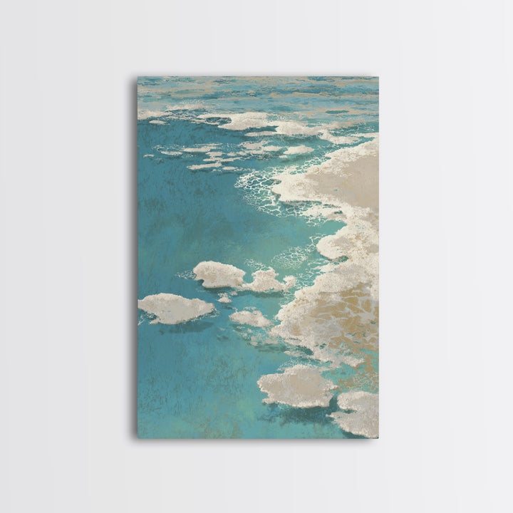 Abstract Seafoam Patterns Framed Canvas Print, Coastal Art, Prints, Coastal Decor, Abstract Art, Coastal, Coastal Wall Art, COA-2x3-74