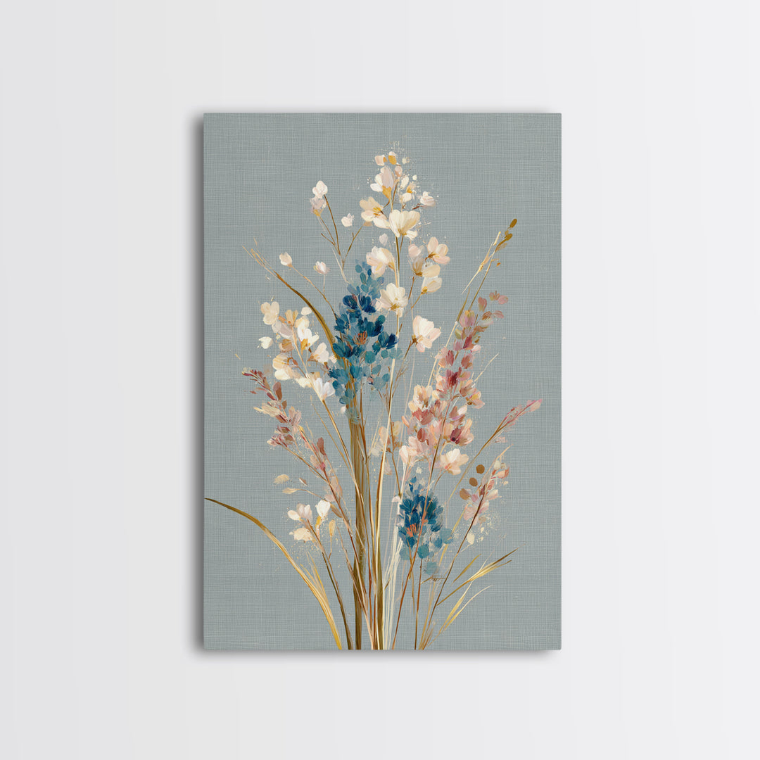 Coastal Botanical Bouquet Canvas Print, Coastal Art, Bird Art, Coastal Decor, Fine Art, Coastal, Living Room Art, Ocean Art, COA-2x3-77