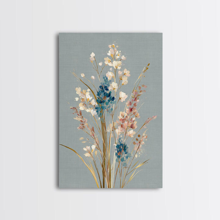Coastal Botanical Bouquet Canvas Print, Coastal Art, Bird Art, Coastal Decor, Fine Art, Coastal, Living Room Art, Ocean Art, COA-2x3-77