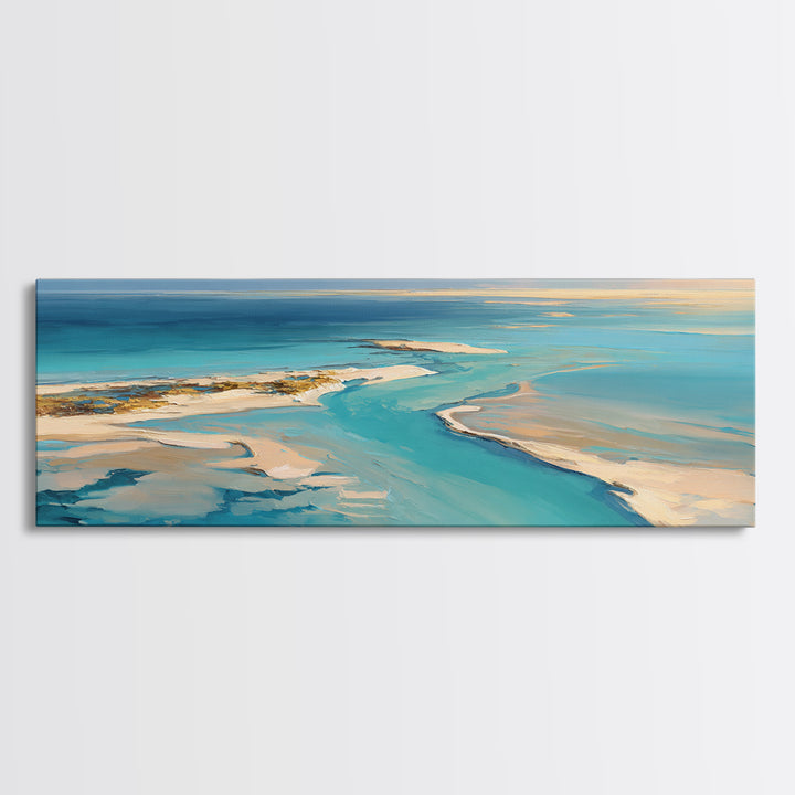 Aerial Sandbar with Turquoise Water Canvas Print, Coastal Art, Blue Wall Art, Coastal Decor, Fine Art, Coastal, Gallery Decor, COA-3x1-21