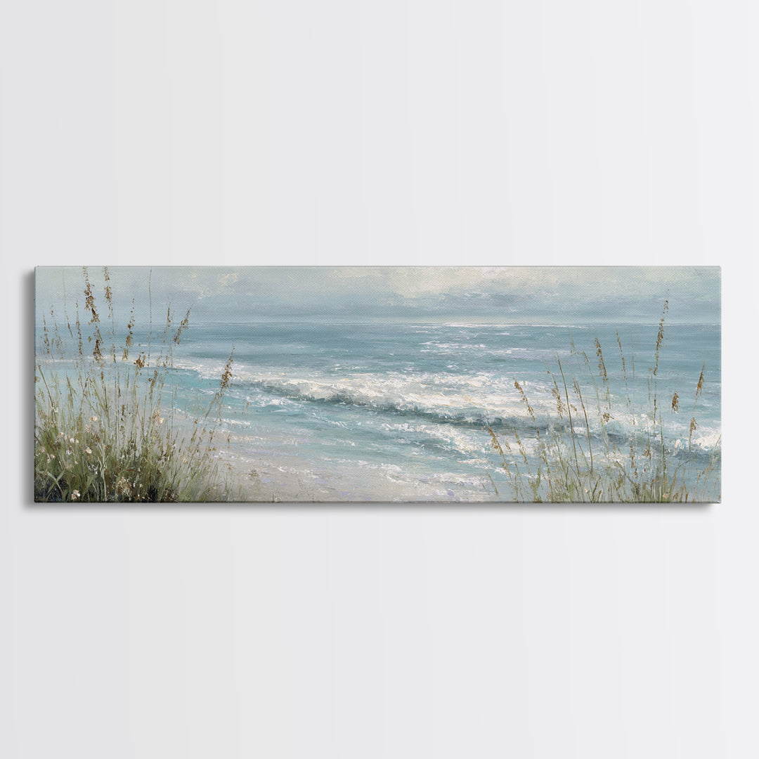 Coastal Grasses Moving Framed Canvas Print, Coastal Art, Neutral Decor, Coastal Decor, Fine Art, Coastal, Wall Art, Home Decor, COA-3x1-44