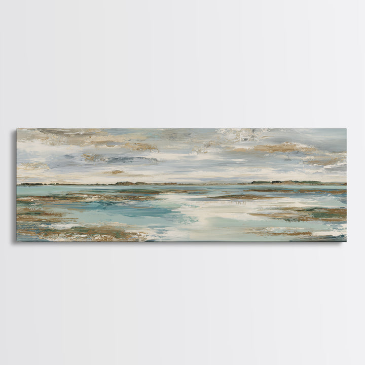 Abstract Seafoam Patterns Framed Canvas Print, Coastal Art, Bird Art, Coastal Decor, Fine Art, Coastal, Living Room Art, COA-3x1-58