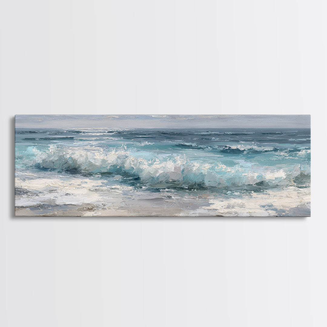 Moonlit Ocean with Silver Surf Canvas Print, Coastal Art, Gallery Decor, Coastal Decor, Fine Art, Coastal, Contemporary Art, COA-3x1-62