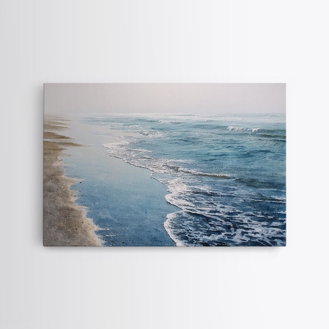Minimal Wave Line Drawing Framed Canvas Print, Coastal Art, Coastal, Coastal Decor, Abstract Art, Coastal, Minimalist Decor, COA-3x2-60
