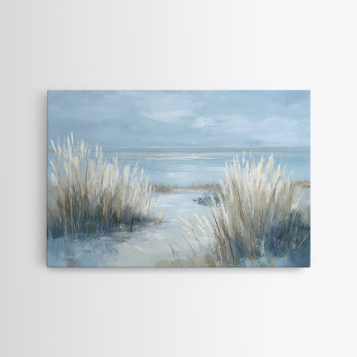 Coastal Grasses Moving Framed Canvas Print, Coastal Art, Modern Wall Art, Coastal Decor, Oil Painting, Coastal, Coastal Prints, COA-3x2-8