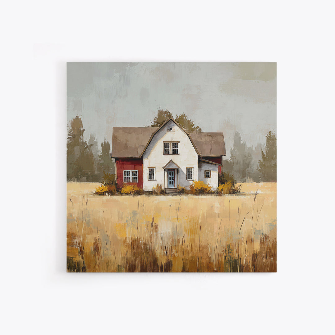 White Farmhouse Surrounded by Tall Grass Canvas Print, Country Art, Farmhouse Wall Decor, Farmhouse Decor, Fine Art, Country, COU-1x1-10