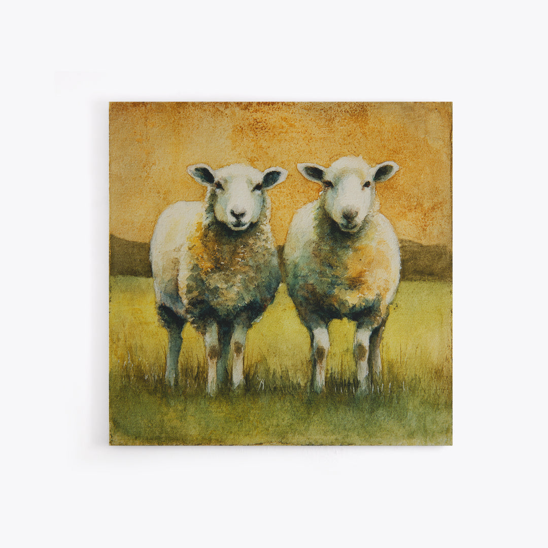Watercolor Sheep in a Green Pasture Canvas Print, Country Art, Oil Painting, Farmhouse Decor, Country, Digital Art Prints, COU-1x1-23