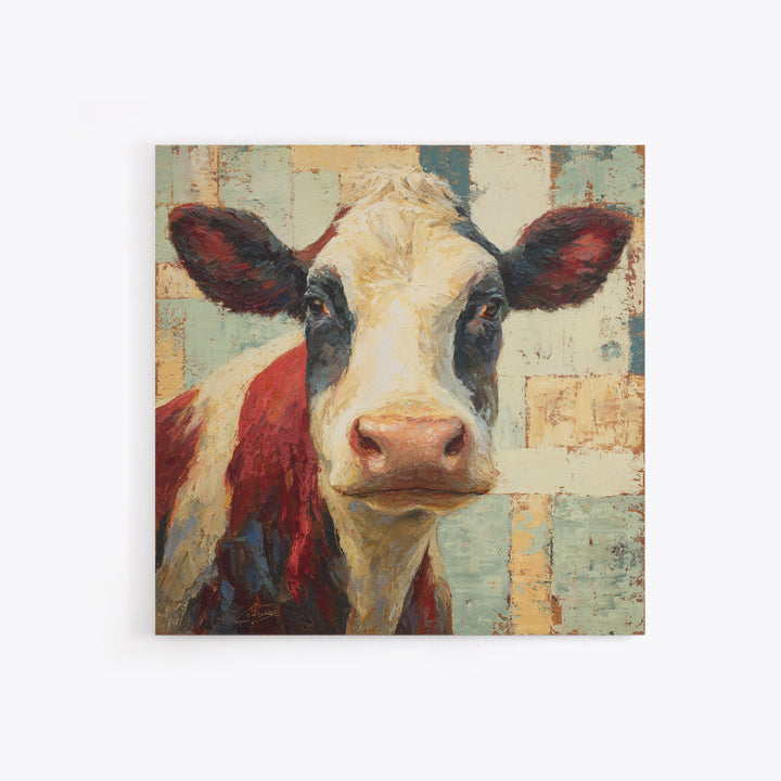 Cow Portrait with Gentle Farmhouse Personality Framed Canvas Print, Country Art, Printable Wall Art, Farmhouse Decor, Country, COU-1x1-28