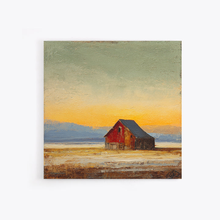 Rustic Barn Silhouette Canvas Print, Country Art, Digital Wall Art, Farmhouse Decor, Abstract Art, Country, Floral Wall Art, COU-1x1-3