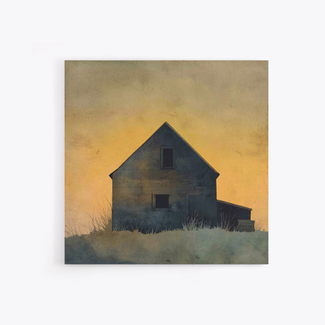 Rustic Barn Silhouette Framed Canvas Print, Country Art, Farmhouse Wall Art, Farmhouse Decor, Oil Painting, Country, Room Decor, COU-1x1-51