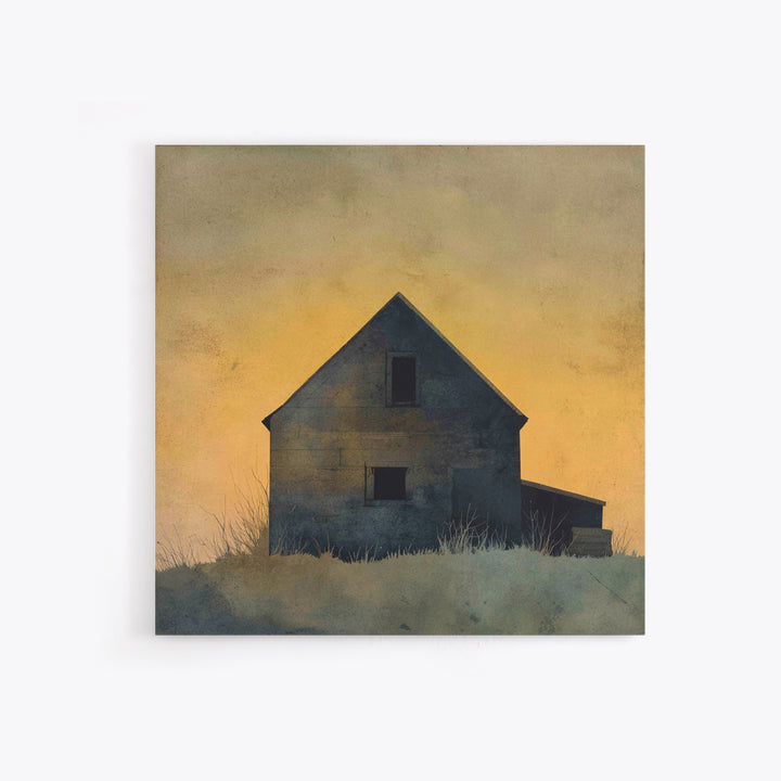 Rustic Barn Silhouette Framed Canvas Print, Country Art, Farmhouse Wall Art, Farmhouse Decor, Oil Painting, Country, Room Decor, COU-1x1-51
