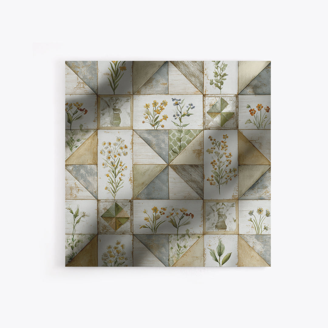 Quilt Geometric Folk Pattern Canvas Print, Country Art, Farmhouse Wall Decor, Farmhouse Decor, Abstract Art, Country, COU-1x1-60