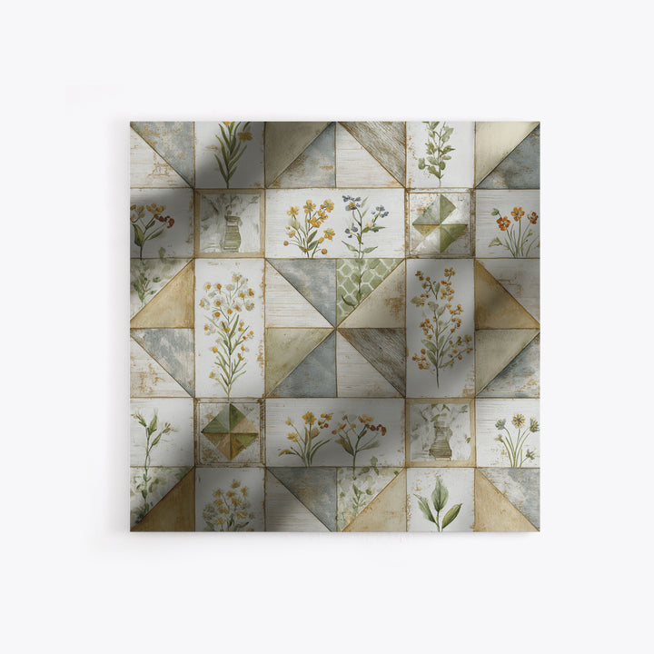 Quilt Geometric Folk Pattern Canvas Print, Country Art, Farmhouse Wall Decor, Farmhouse Decor, Abstract Art, Country, COU-1x1-60