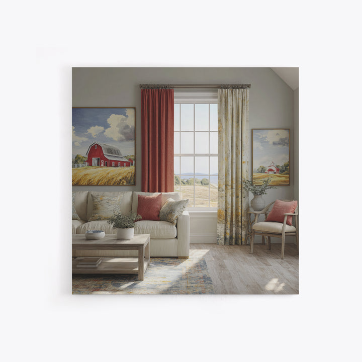 Cornfield under Dramatic Summer Clouds Framed Canvas Print, Country Art, Floral Wall Art, Farmhouse Decor, Abstract Art, COU-1x1-66