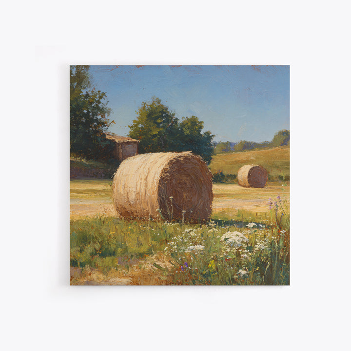 Hay Bales in Late Afternoon Sun Framed Canvas Print, Country Art, Floral Wall Art, Farmhouse Decor, Fine Art, Country, COU-1x1-68