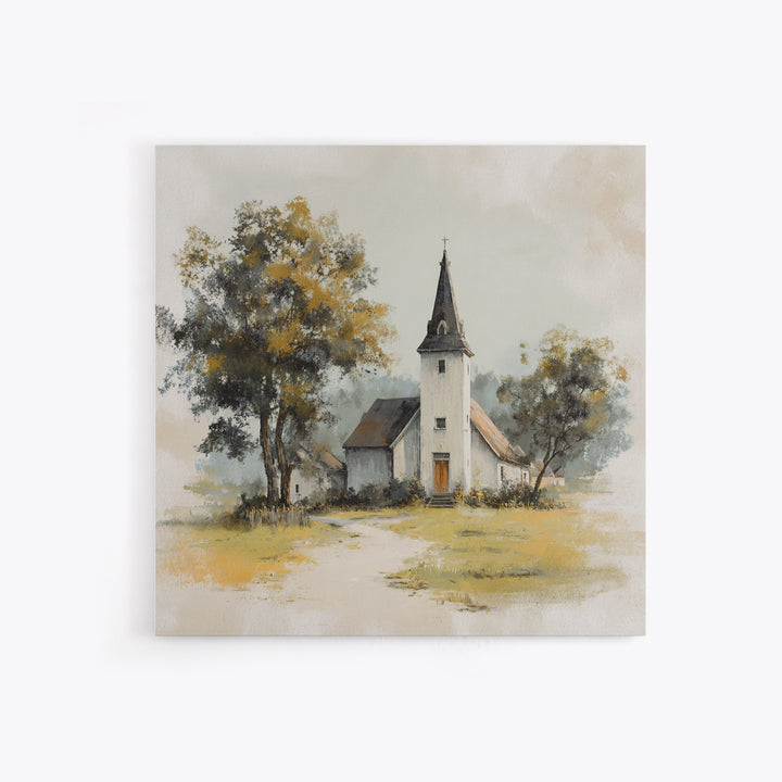Country Church Steeple Beyond Trees Canvas Print, Country Art, Boho Decor, Farmhouse Decor, Fine Art, Country, Art Prints, COU-1x1-91