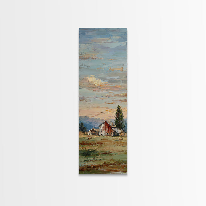 Rolling Pasture with Grazing Horses at Sunrise Canvas Print, Country Art, Fine Art Print, Farmhouse Decor, Fine Art, Country, COU-1x3-13