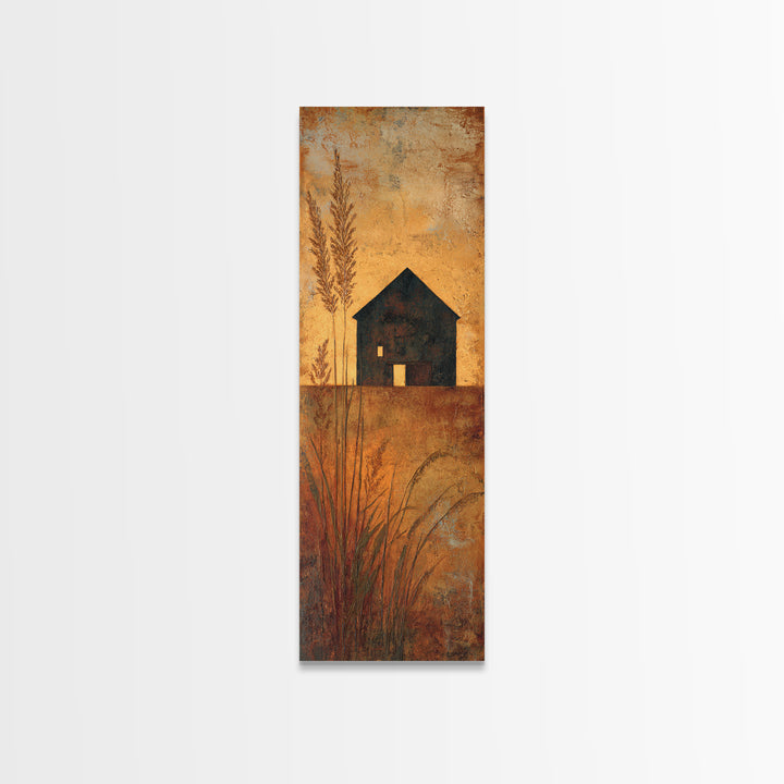 Rustic Barn Silhouette Framed Canvas Print, Country Art, Home Decor, Farmhouse Decor, Abstract Art, Country, Printable Art, COU-1x3-15