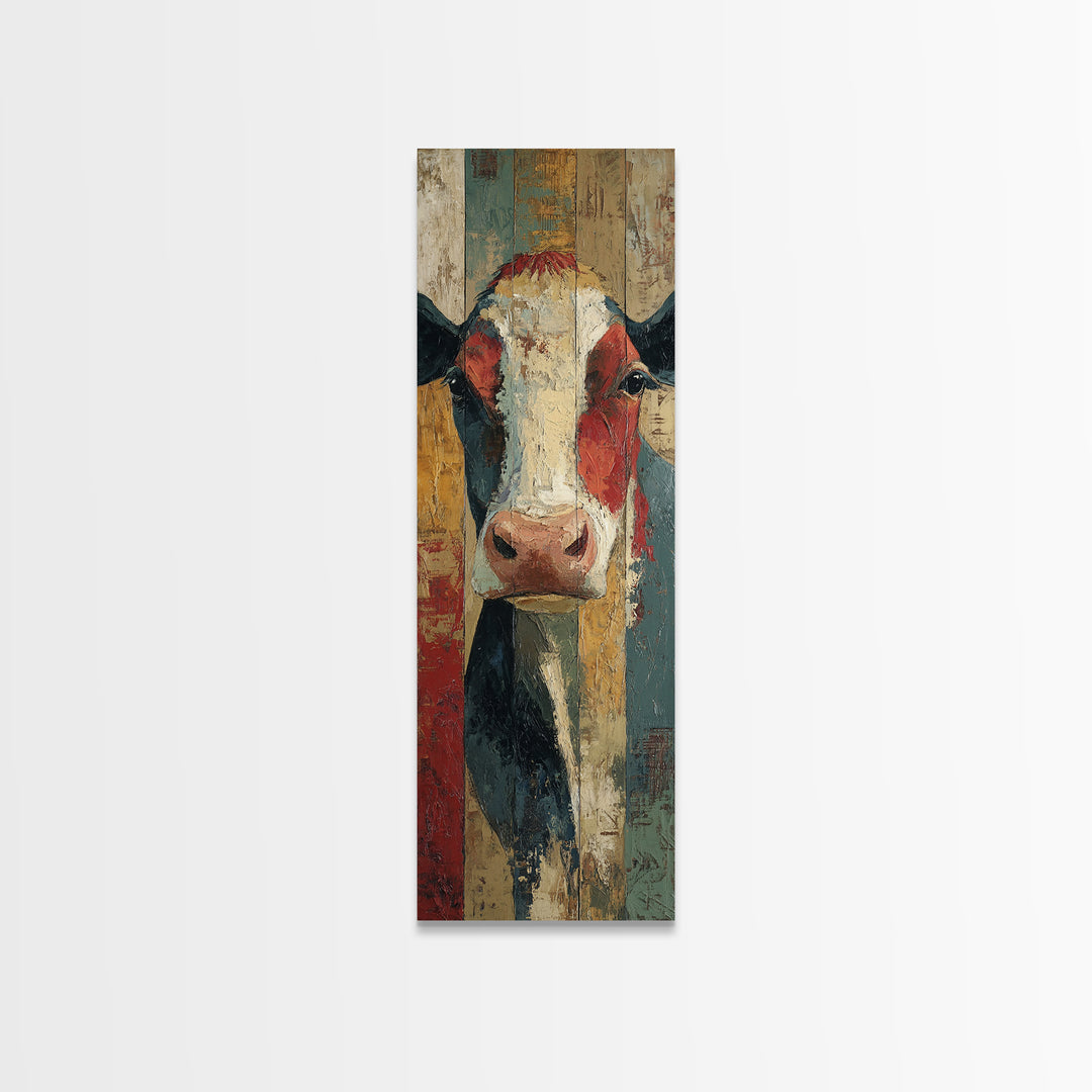 Cow Portrait with Gentle Farmhouse Personality Canvas Print, Country Art, Boho Decor, Farmhouse Decor, Fine Art, Country, COU-1x3-16